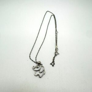 17"  Dainty, All Sterling silver diamond eye elephant pendant, necklace!